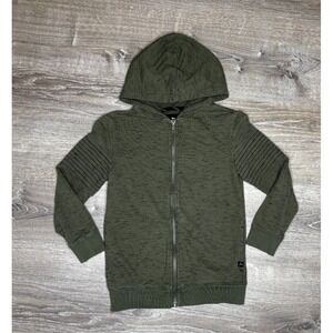 Art Class Boys Youth Green Olive Full‎ Zip Up Hoodie Moto Sleeve Small 6/7